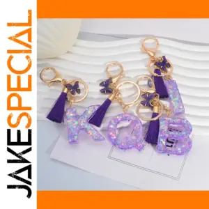 Purple Heart Keychain with Iridescent Pendant