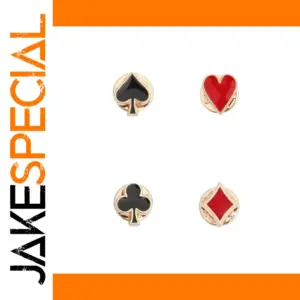 Set of Four Playing Card Brooches in Gold Tone