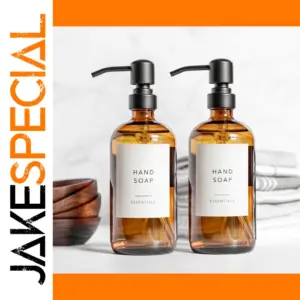 Amber Glass Soap Dispensers with Stainless Steel Pumps