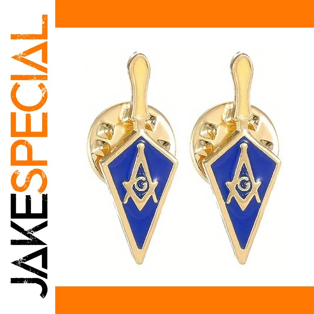 Retro Freemason Brooch Set of 2 Pins 1 Retro Freemason Brooch Set of 2 Pins