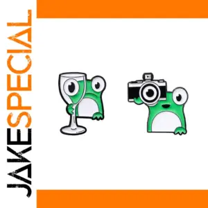 Charming Frog Brooch with Camera & Wine Glass