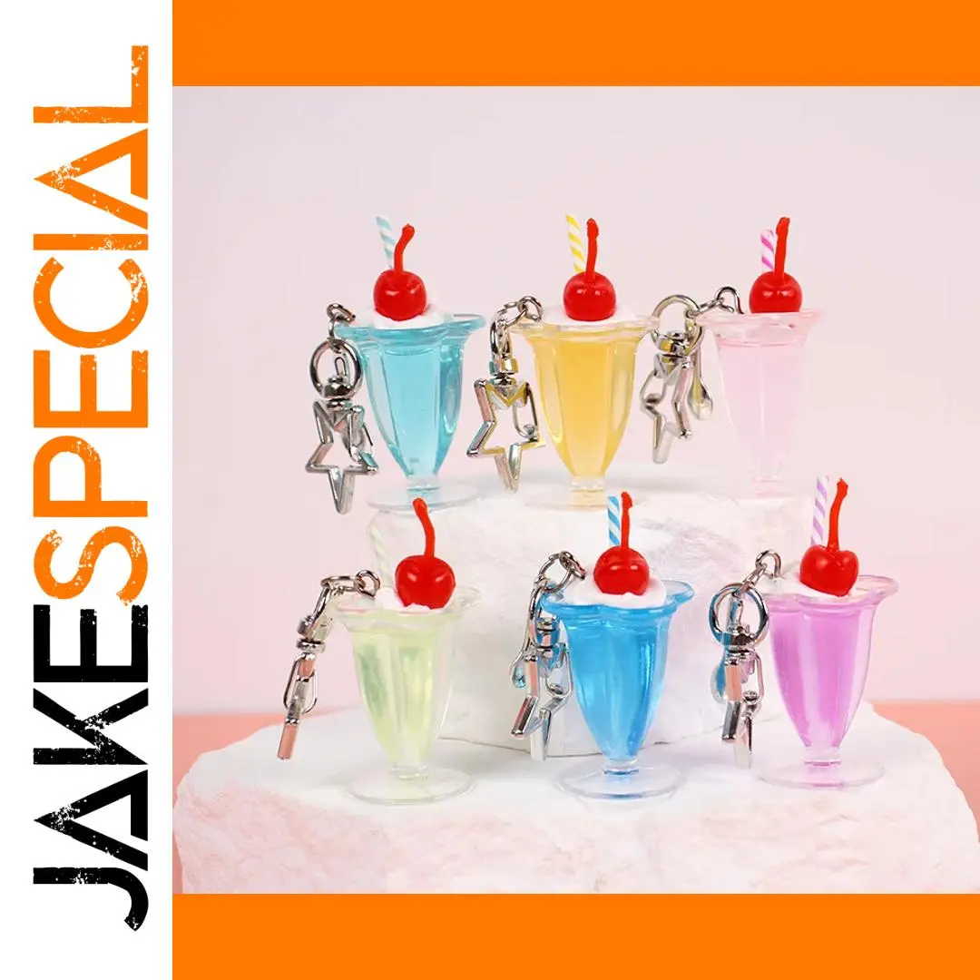 Creative Cherry Ice Cream Cup Keychain in Colors 1 Creative Cherry Ice Cream Cup Keychain in Colors