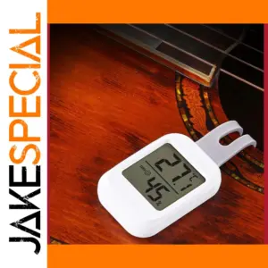 White Portable Guitar Hygrometer with Large Display