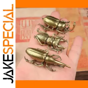 Vintage Brass Beetle Ornaments Set