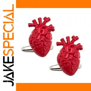 Punk Red Heart-shaped Cufflinks in Alloy