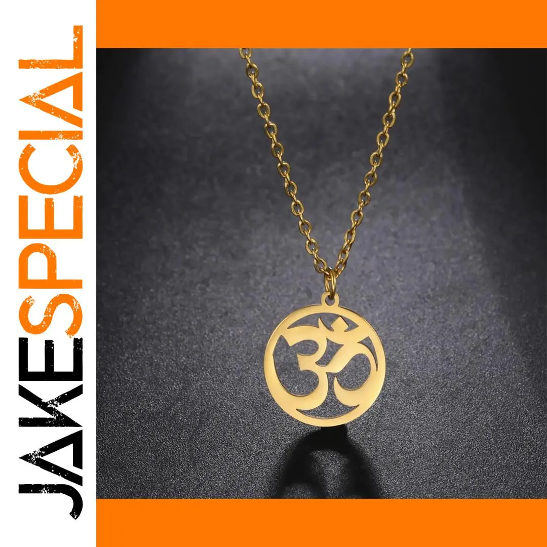 Stainless Steel OM Yoga Pendant Necklace 1 Stainless Steel OM Yoga Pendant Necklace