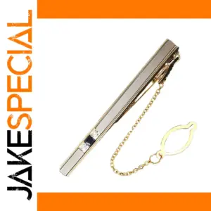 Elegant Gold Tone Unisex Tie Clip with Inlaid Diamonds