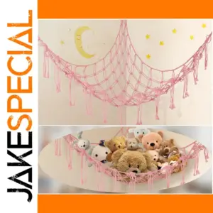 Pink Bohemian Plush Animal Hammock for Kids