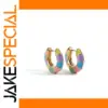 Vibrant Multicolor Drip Enamel Hoop Earrings
