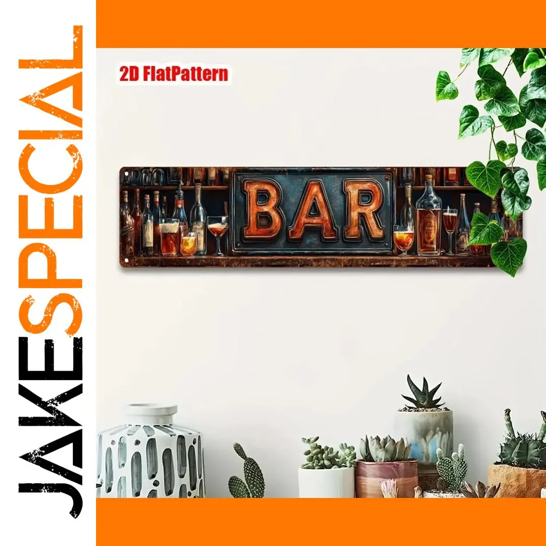 Vintage 10x40cm Metal BAR Sign with Rustic Finish 1 Vintage 10x40cm Metal BAR Sign with Rustic Finish