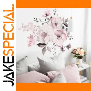 Watercolor Pink Flower Wall Sticker 30x90cm