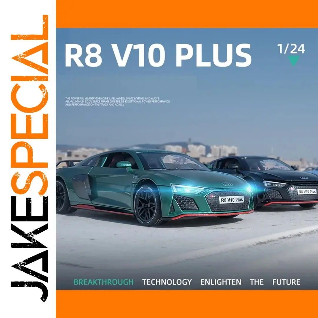 Vibrant Green 1:24 R8 V10 Plus Diecast Model 1 Vibrant Green 1:24 R8 V10 Plus Diecast Model