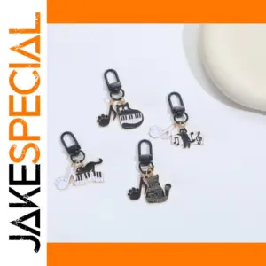 Mini Piano Cat Keychain with Enamel Details