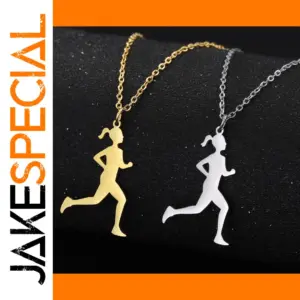 Stainless Steel Running Girl Pendant Necklace