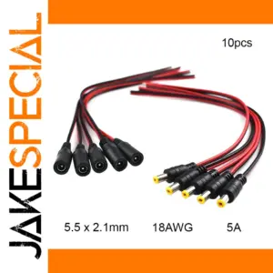 10-Pack 28-30cm 5.5x2.1mm Power Extension Cables