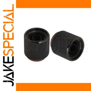 Black Alloy Guitar Knobs with Red Glass Tops Set