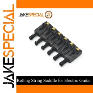 Six Black and Gold Guitar Saddles Set