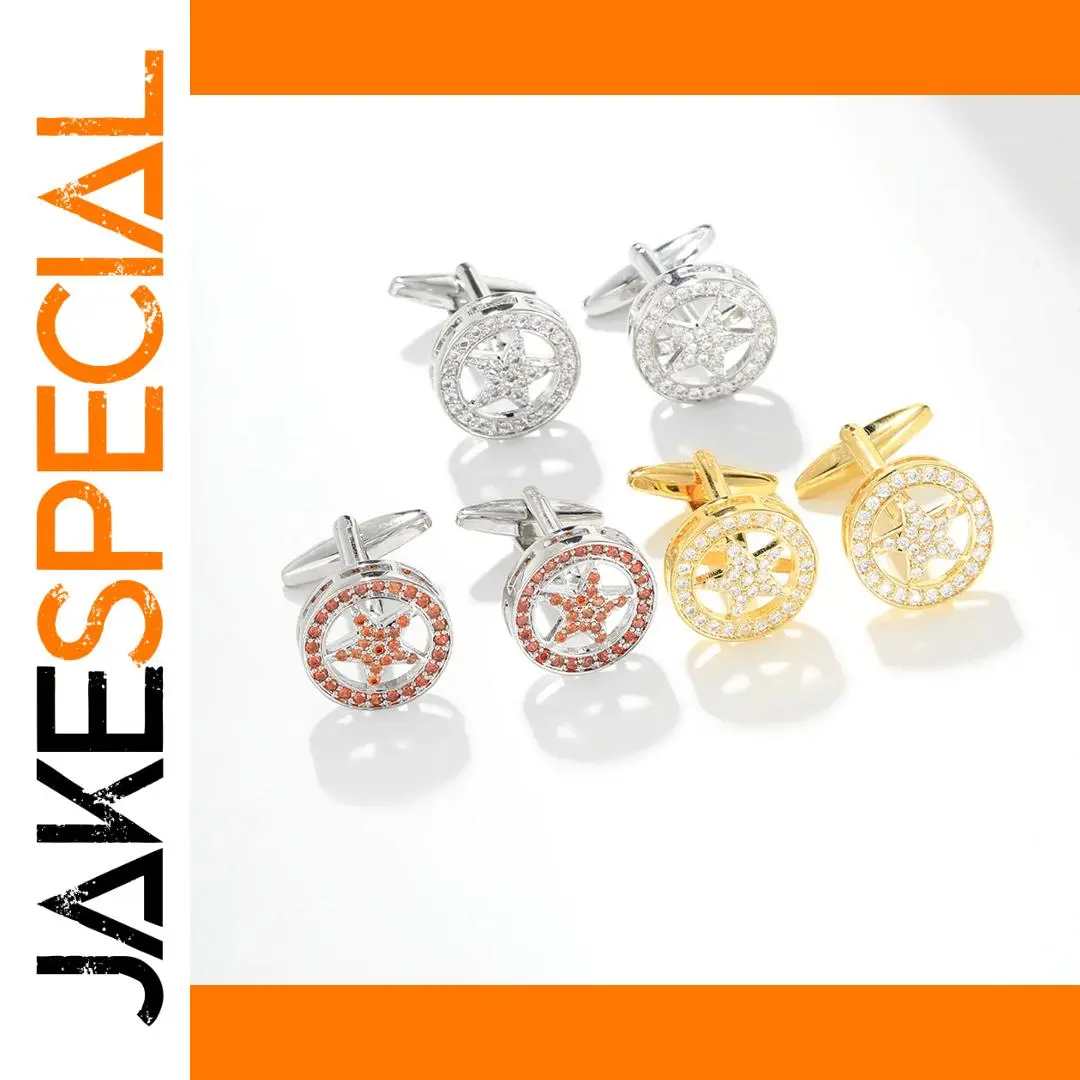 Five-Pointed Star Cufflinks in Alloy with Diamantes 1 Five-Pointed Star Cufflinks in Alloy with Diamantes