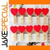 Red Wooden Heart Clips Set of 30 or 50