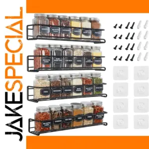 Black Stainless Steel Wall Spice Racks Set of Four