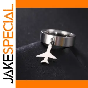 Minimalist Stainless Steel Airplane Ring for Men