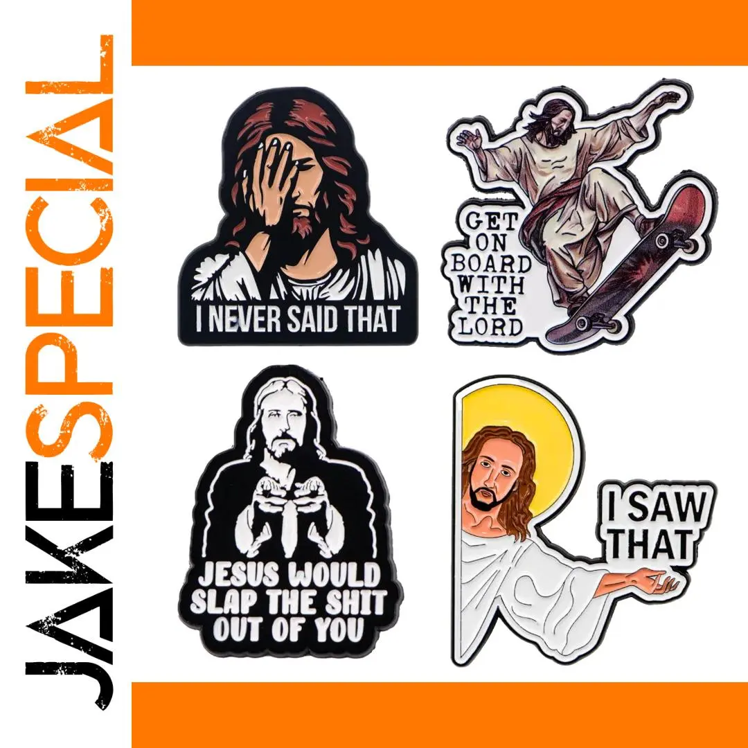 Cartoon Jesus Badge - Vibrant Alloy Pin 1 Cartoon Jesus Badge - Vibrant Alloy Pin