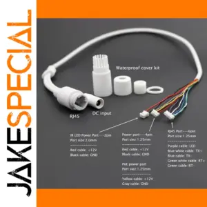 White Waterproof CCTV PoE Power Cable Kit