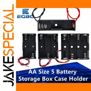 Black AA Battery Storage Case with Metal Springs
