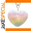 Rainbow Plush Heart-Shaped Keychain