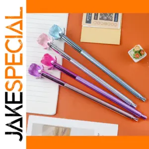 Elegant Floral Gel Pens with Crystal Roses