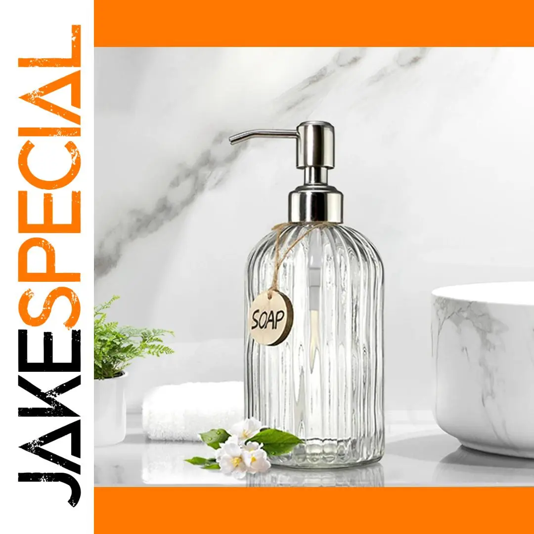 Elegant 400ml Glass Soap Dispenser with Stainless Steel Pump 1 Elegant 400ml Glass Soap Dispenser with Stainless Steel Pump