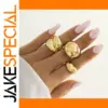 Punk Chunky Geometric Rings Set