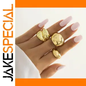 Punk Chunky Geometric Rings Set