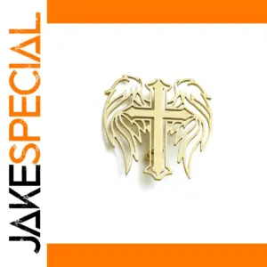 Angelic Cross Pin with Hollow Wings
