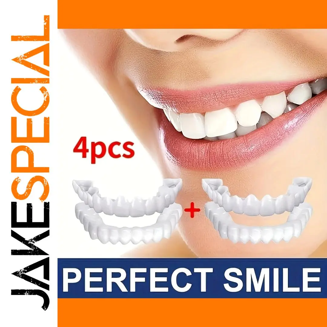 Set of 4 Adjustable White Dentures for Upper and Lower Jaws 1 Set of 4 Adjustable White Dentures for Upper and Lower Jaws