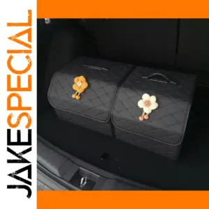 Leather Car Trunk Organizer with Decorative Flowers
