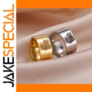 Stainless Steel Fenrir Wolf Ring in Silver or Gold