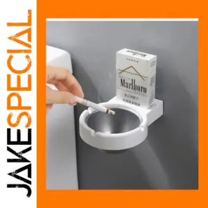 Wall-mounted Stainless Steel Ashtray with Lighter Holder