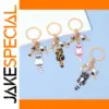 Cute Wagging Tail Cat Keychain with Fishbone Charm