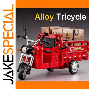 Red 1:12 Scale Cargo Tricycle Model by MAKEDA