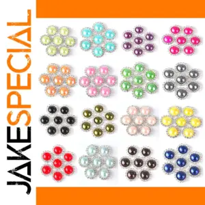 Elegant Pearl Rhinestone Buttons Set, 15mm
