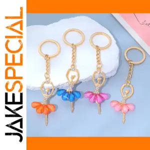 Colorful Ballerina Keychain with Rhinestones