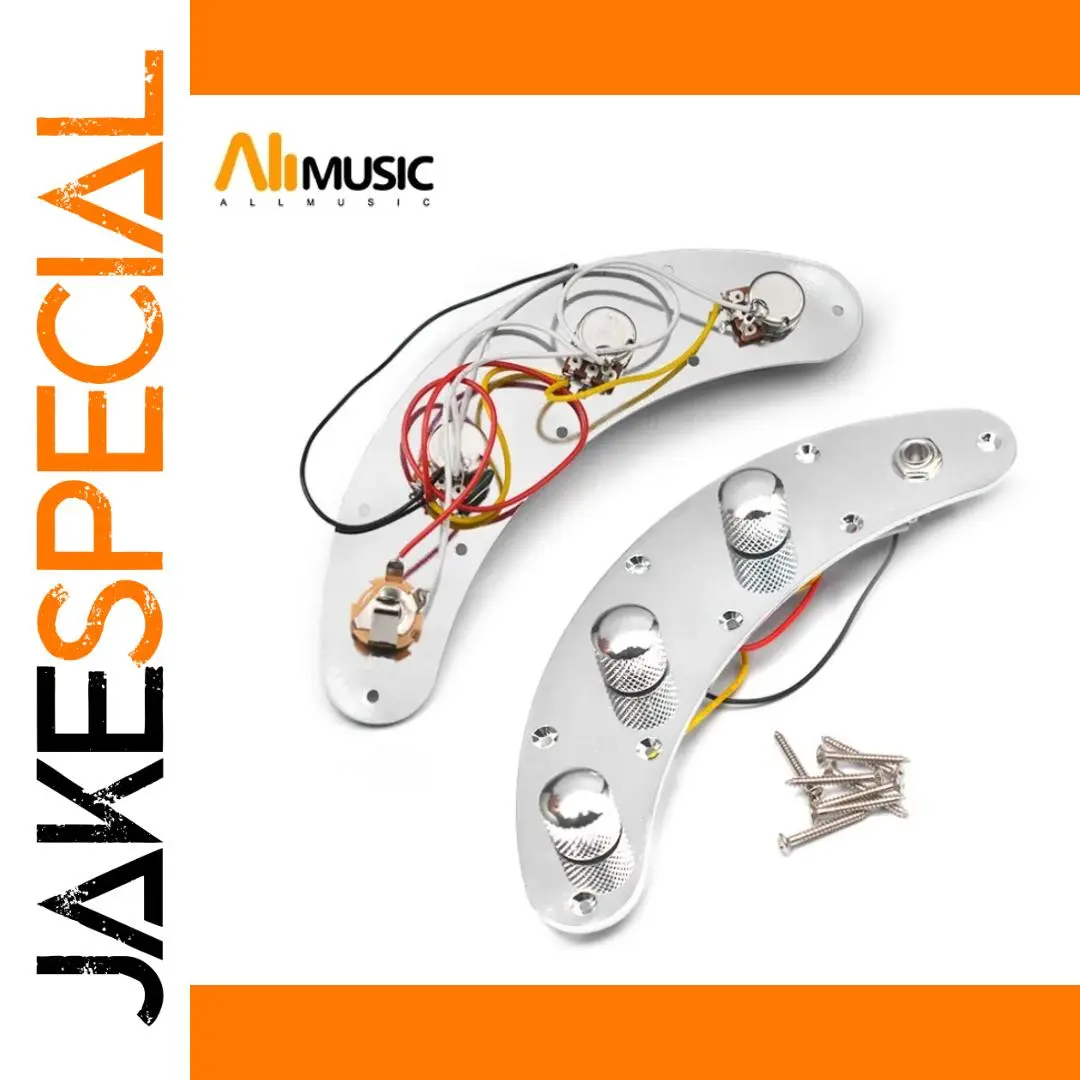 Pre-Wired Bass Control Plate with 2V1T, 250K Potentiometers 1 Pre-Wired Bass Control Plate with 2V1T, 250K Potentiometers