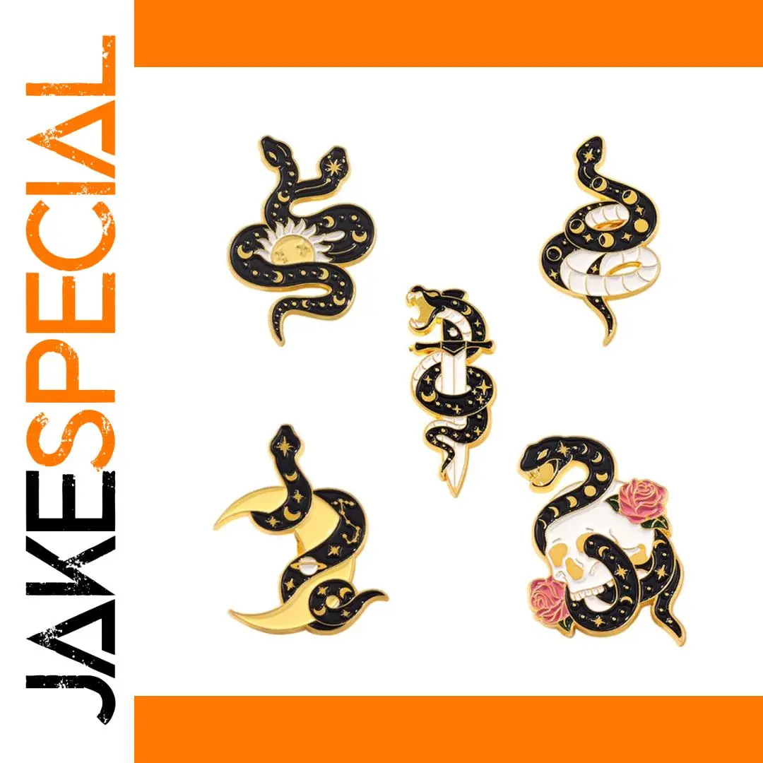 Dark Star Moon Snake Brooch in Six Colors 1 Dark Star Moon Snake Brooch in Six Colors