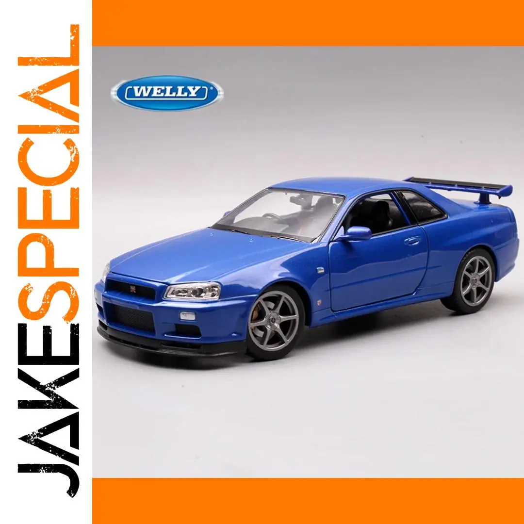 Nissan Skyline GTR R34 1:24 Diecast Model in Blue 1 Nissan Skyline GTR R34 1:24 Diecast Model in Blue
