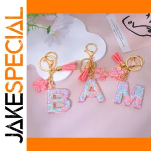 Holographic Initial Keychain for Women