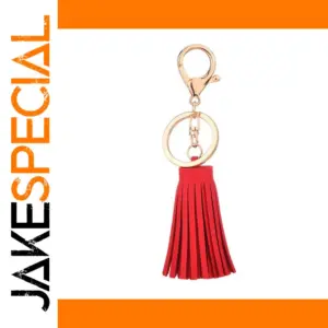 Red Leather and Metal Keychain for Keys and Bags
