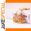Metal Handbag Keychain with Pastel Stones