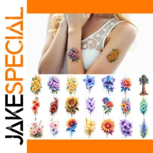 Vibrant Floral Temporary Tattoo Set