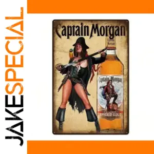 Vintage Captain Pirate Tin Sign for Nautical Decor